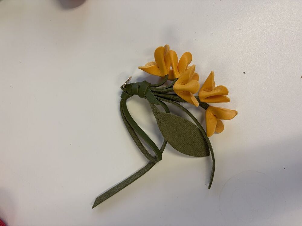 Yellow Leather Flower Bag Charm